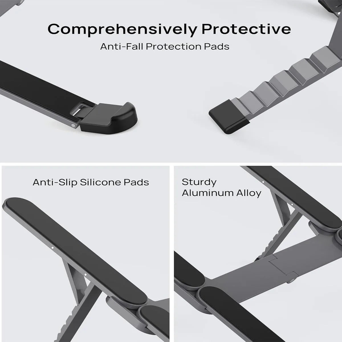 [Ultra Compact] Bi-Foldable Foldable & Portable Laptop Aluminum Stand for Desk, Lightweight Tablet Stand for Business Travel