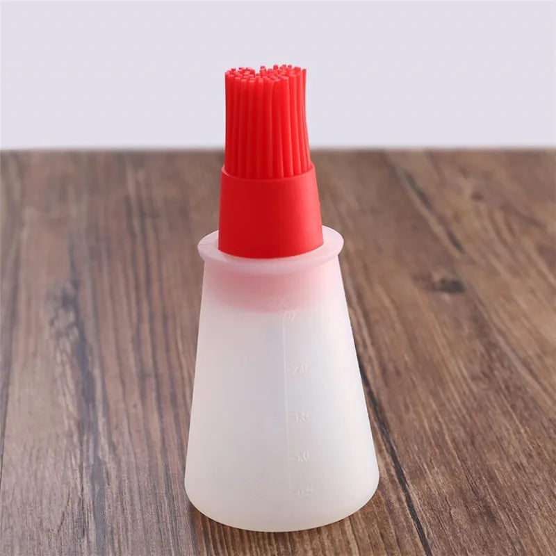 1 Pcs Portable Silicone Oil Bottle with Brush Grill Oil Brushes Liquid Oil Pastry Kitchen Baking BBQ Tool Kitchen Tools for BBQ