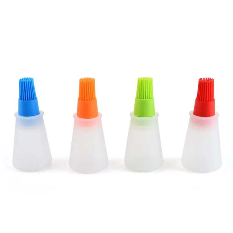 1 Pcs Portable Silicone Oil Bottle with Brush Grill Oil Brushes Liquid Oil Pastry Kitchen Baking BBQ Tool Kitchen Tools for BBQ