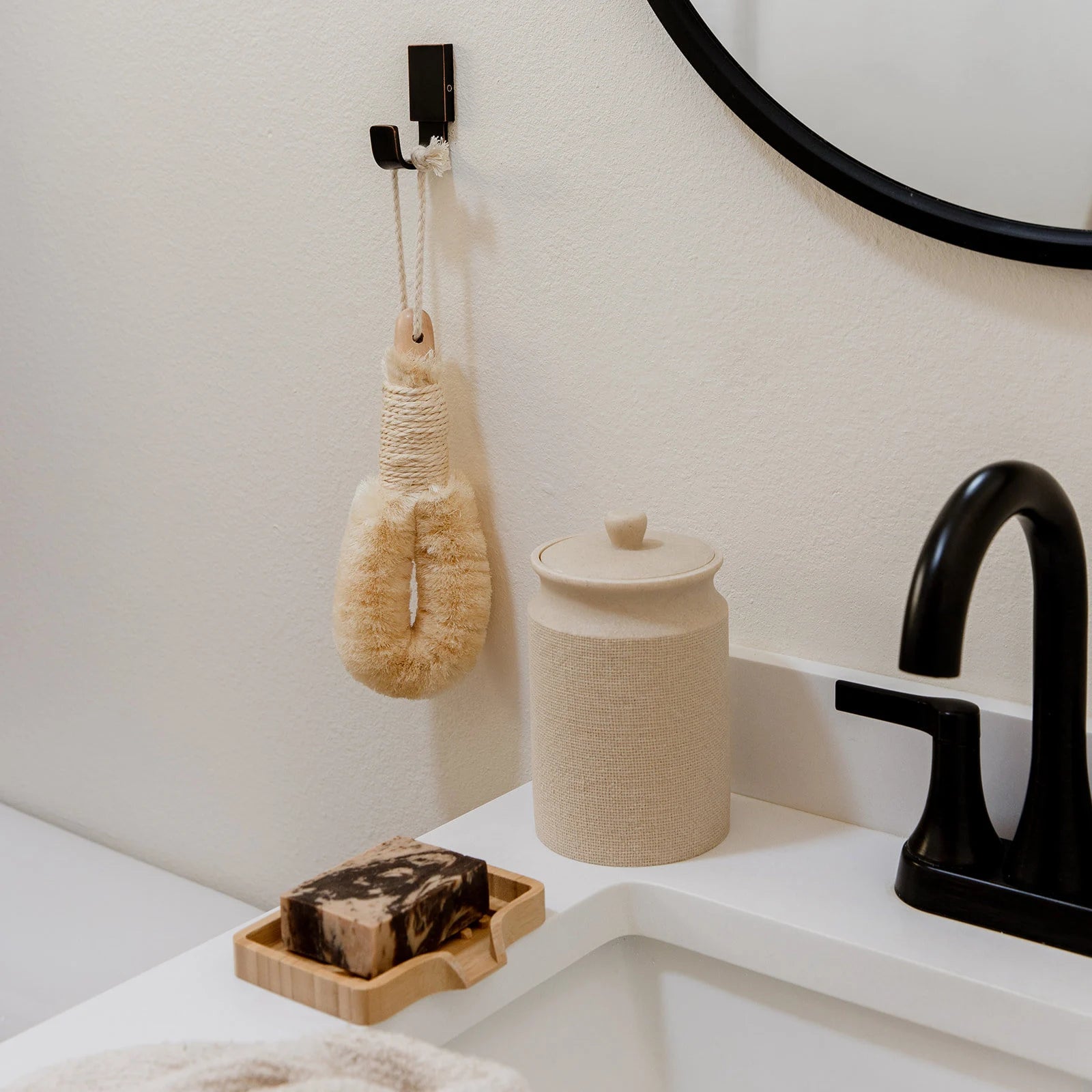 Exfoliating Dry Brush with Handle | Eco-Friendly, Vegan Dry Body Brush for Lymphatic Drainage before Shower